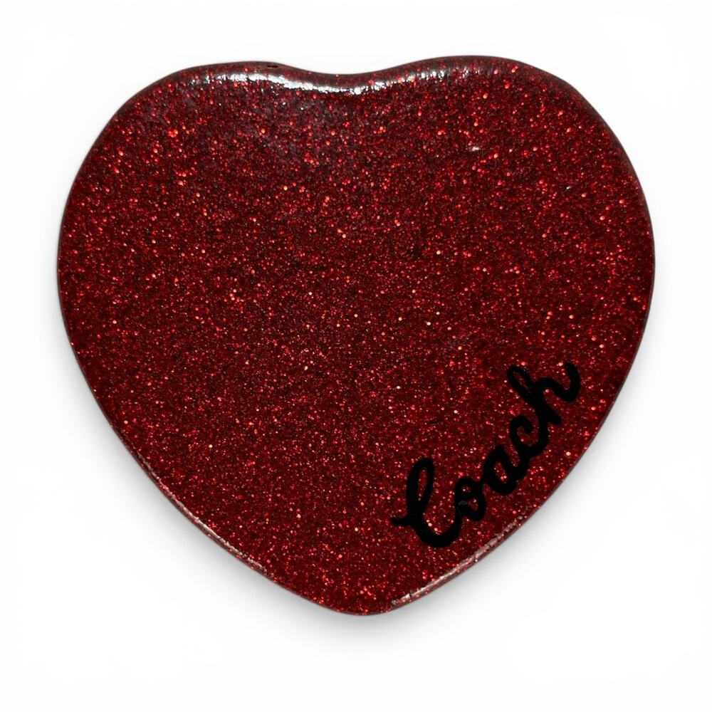 Coach Red Glitter Heart Compact Mirror CF153